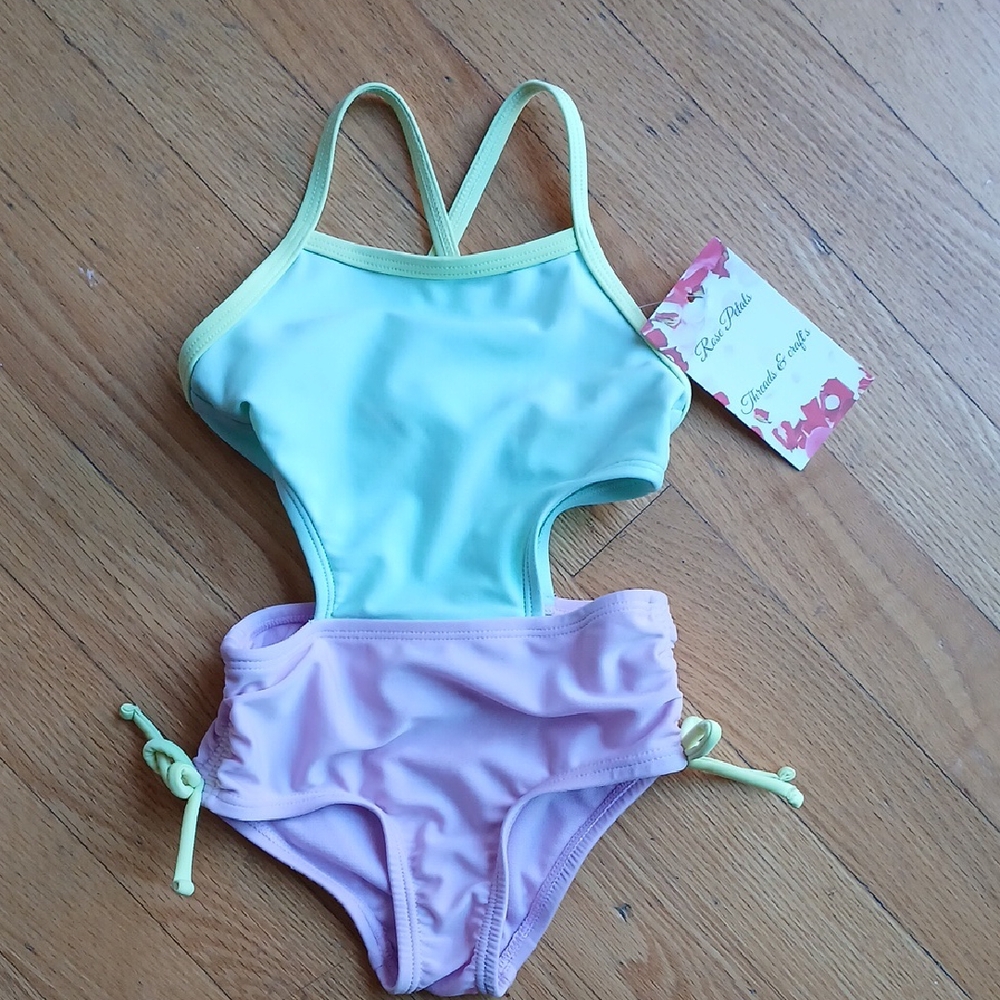 Cat & Jack Green and Pink One Piece Swimwear